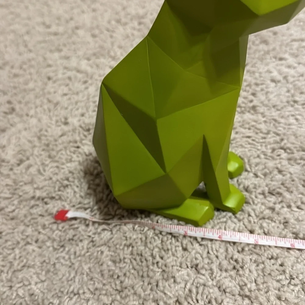Geometric 3D Green Cat Statue Home Decor Sculpture Animal Figurine